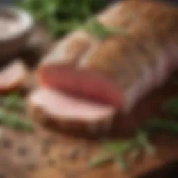 Raw pork tenderloin with herbs and spices