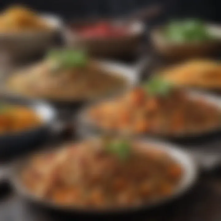 A beautiful platter of quinoa-based dishes from different cuisines.