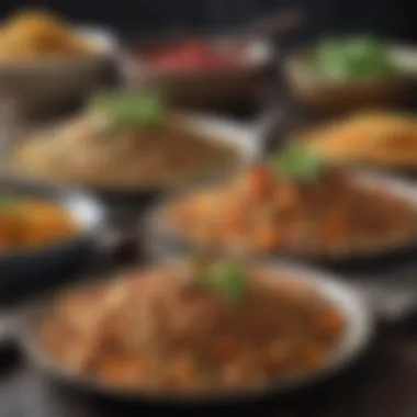 Quinoa Dishes from Around the World A beautiful platter of quinoa-based dishes from different cuisines.
