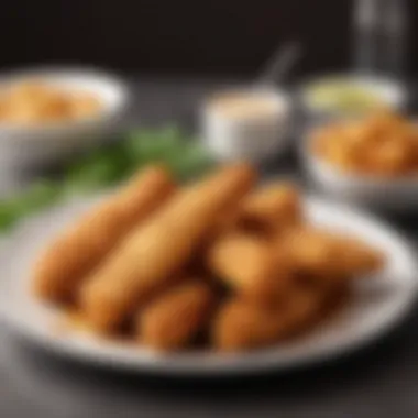 A Delightful Plate of Chicken Tenders An arrangement of air-fried chicken tenders on a plate