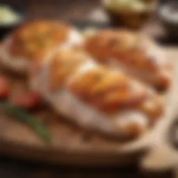 Freshly selected chicken breasts on a wooden cutting board