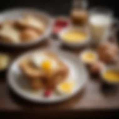 Ingredients laid out for making French toast, including eggs, milk, and bread