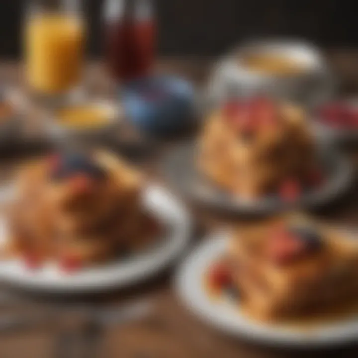 Artistic arrangement of French toast variations on a rustic table