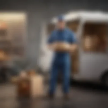 Efficient Delivery Logistics A delivery person with an order at a customer's doorstep