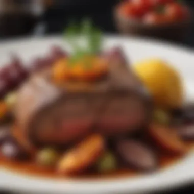 A beautifully plated roast with garnishes showcasing the final result