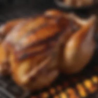 Juicy spatchcocked chicken on a grill