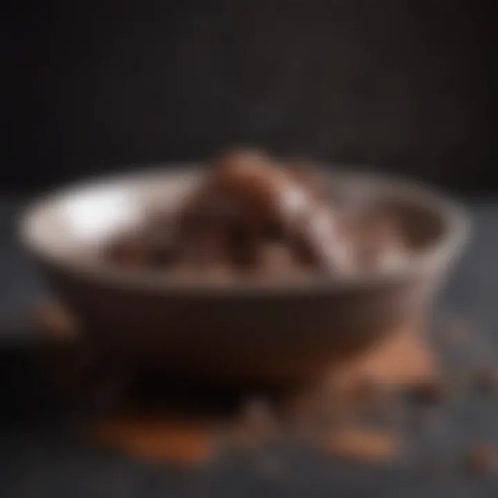 Close-up of the sugar-free chocolate melting in a bowl