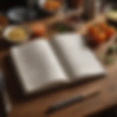 A close-up of a chef's notebook filled with notes and cooking techniques