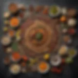 An array of exotic ingredients laid out for a complex dish