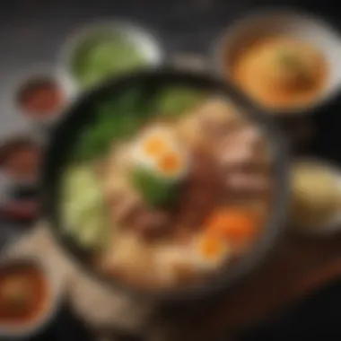 Vibrant Ramen Bowl A vibrant bowl of ramen topped with fresh ingredients