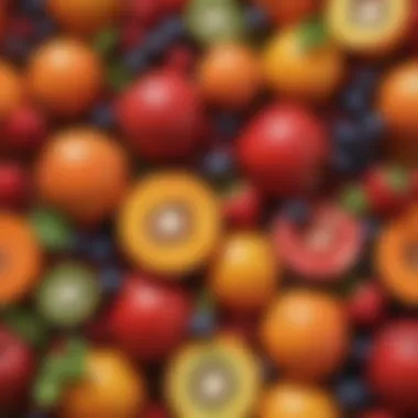 Vibrant Fruits for Youthful Skin An array of vibrant fruits rich in antioxidants