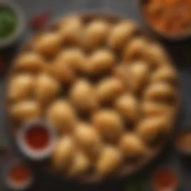 Beef Empanadas with Dipping Sauces An overhead view of beef empanadas on a rustic table with dipping sauces.