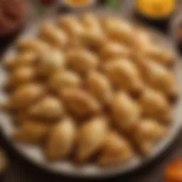 A platter of freshly baked beef empanadas showcasing a golden crust.