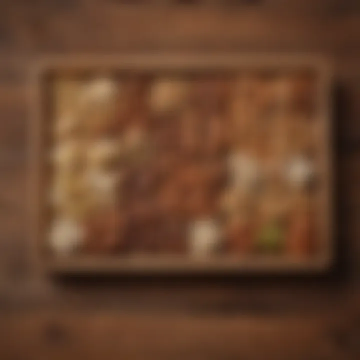 A variety of nuts on a wooden table, showcasing their diversity.