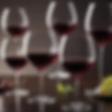 Captivating Red Wine Elegance Artistic view of red wine glasses, reflecting light