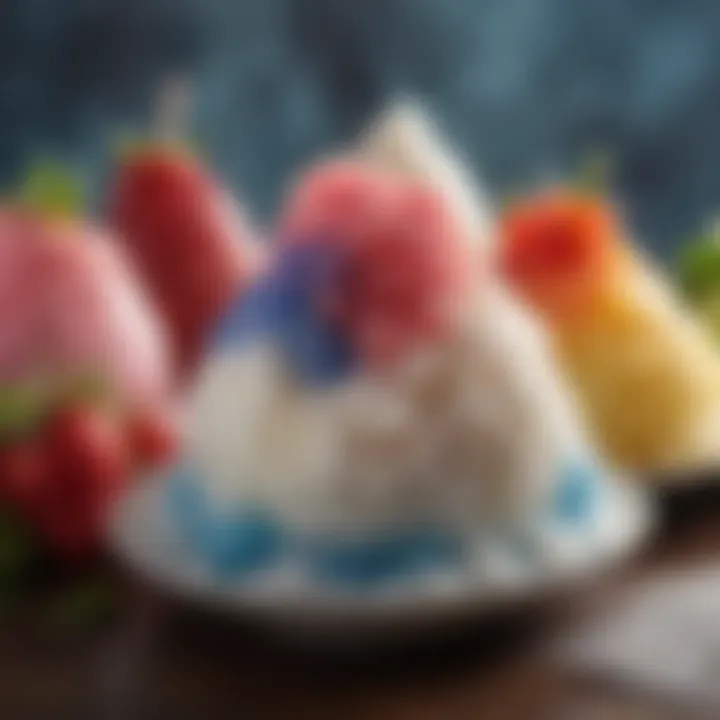 An array of authentic ingredients used in Hawaiian shaved ice preparation