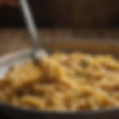 Close-up of pasta being measured