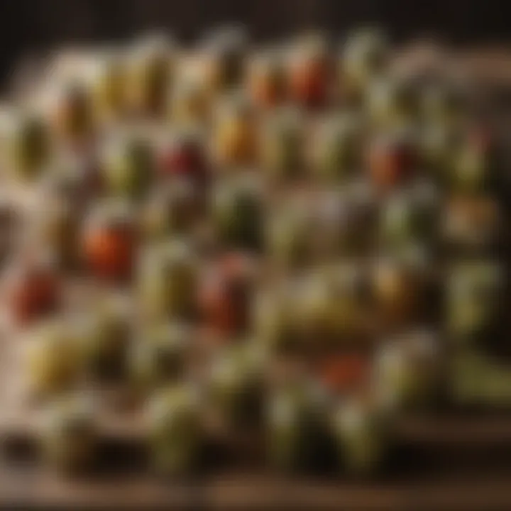 Beautifully arranged jars of assorted pickles on a wooden table