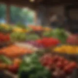 A vibrant display of fresh vegetables at a local farmstand