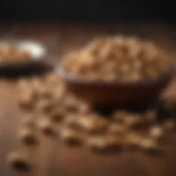 A close-up of Planters peanuts scattered on a wooden surface