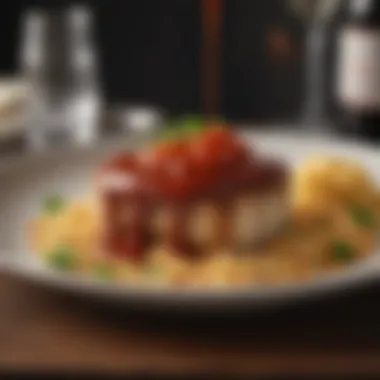 Culinary Presentation with New York Sauce A beautifully plated dish featuring New York sauce as a key component