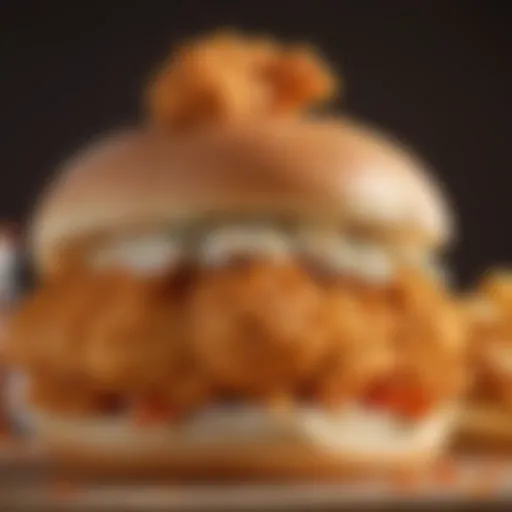 A close-up of the Popeyes Chicken Fish Sandwich showcasing its crispy exterior and fresh ingredients