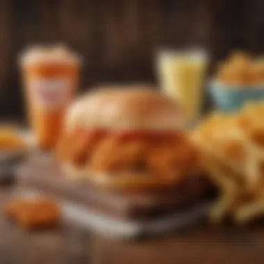 The Popeyes Chicken Fish Sandwich presented on a rustic wooden table with a side of crispy fries