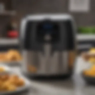 A close-up view of the PowerXL Air Fryer showcasing its sleek design and digital controls