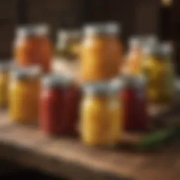 High-quality canning jars on a rustic wooden table
