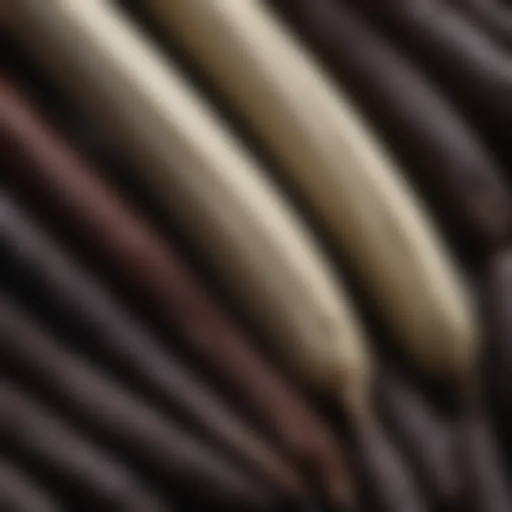 A detailed close-up of high-quality vanilla beans showing their rich texture.