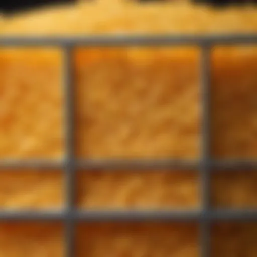 A close-up view of shredded cheese in a clear storage container, showcasing its texture and color.