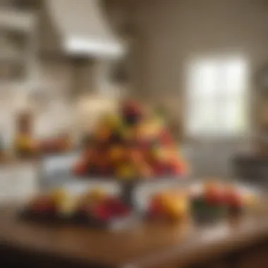 Charming fruit display as a centerpiece in a cozy kitchen