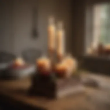 Rustic Candle Arrangement Rustic wooden table adorned with a simple candle arrangement