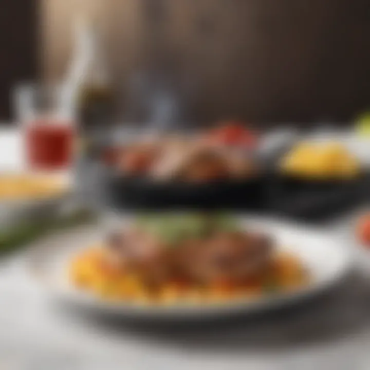 A delicious meal plated, showcasing grill-cooked dishes