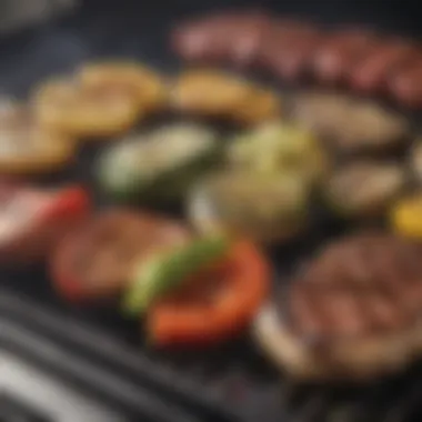 Culinary Magic Unleashed on the Grill Sizzling vegetables and meats on a small grill