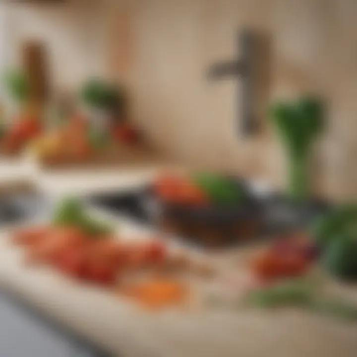 A well-organized kitchen space featuring the spiral tool alongside various vegetables.