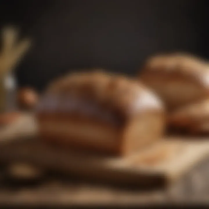 Hearty whole grain bread on a rustic wooden table.