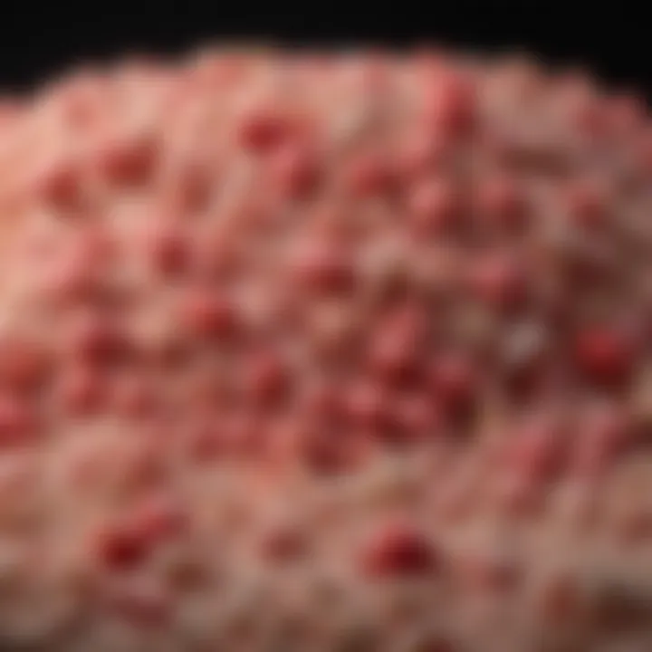 Close-up view of strawberry rice krispie ingredients