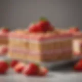 Vibrant strawberry rice krispie treats arranged on a platter