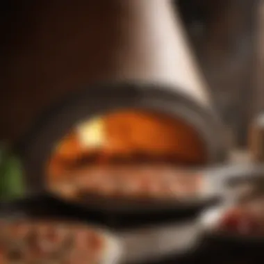 An artistic representation of a pizza oven, highlighting traditional cooking methods.