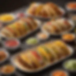 A vibrant display of assorted Taco Bell breakfast items showcasing their diversity