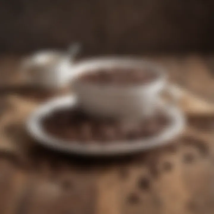 An array of coffee beans and vanilla pods on a rustic table