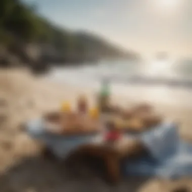 Perfect Spot for a Beach Picnic A serene beach view with a picnic setup