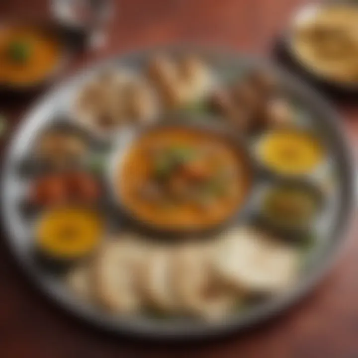 A beautifully arranged thali representing regional Indian flavors.