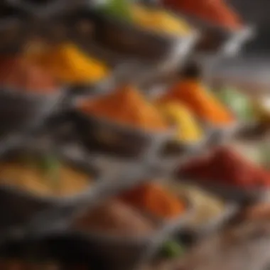 Vibrant Spices of India A traditional Indian spice rack showcasing vibrant spices.