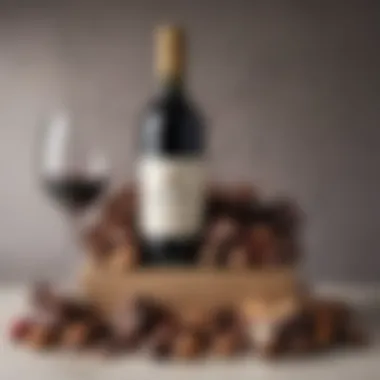 Gourmet Wine and Chocolate Hamper A beautifully arranged gift hamper filled with wine and gourmet chocolates.