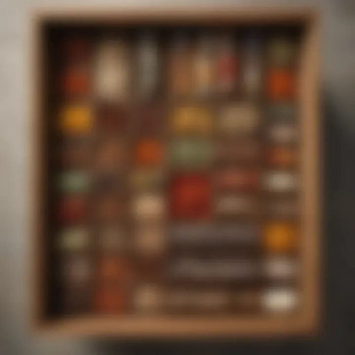Aesthetic drawer layout showcasing organized spices