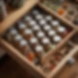 Stylish spice drawer organizer with labeled jars