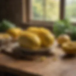 Freshly harvested spaghetti squash on a wooden table