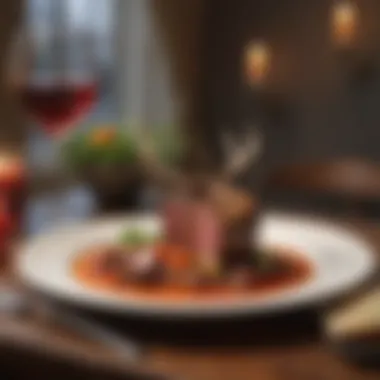 A beautifully plated dish featuring red stag in an elegant setting